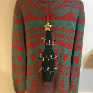 "TIPSEY ELVES" SWEATER (NWOT) SIZE:XXL WITH STAR BOTTLE OPENER ATTACHED